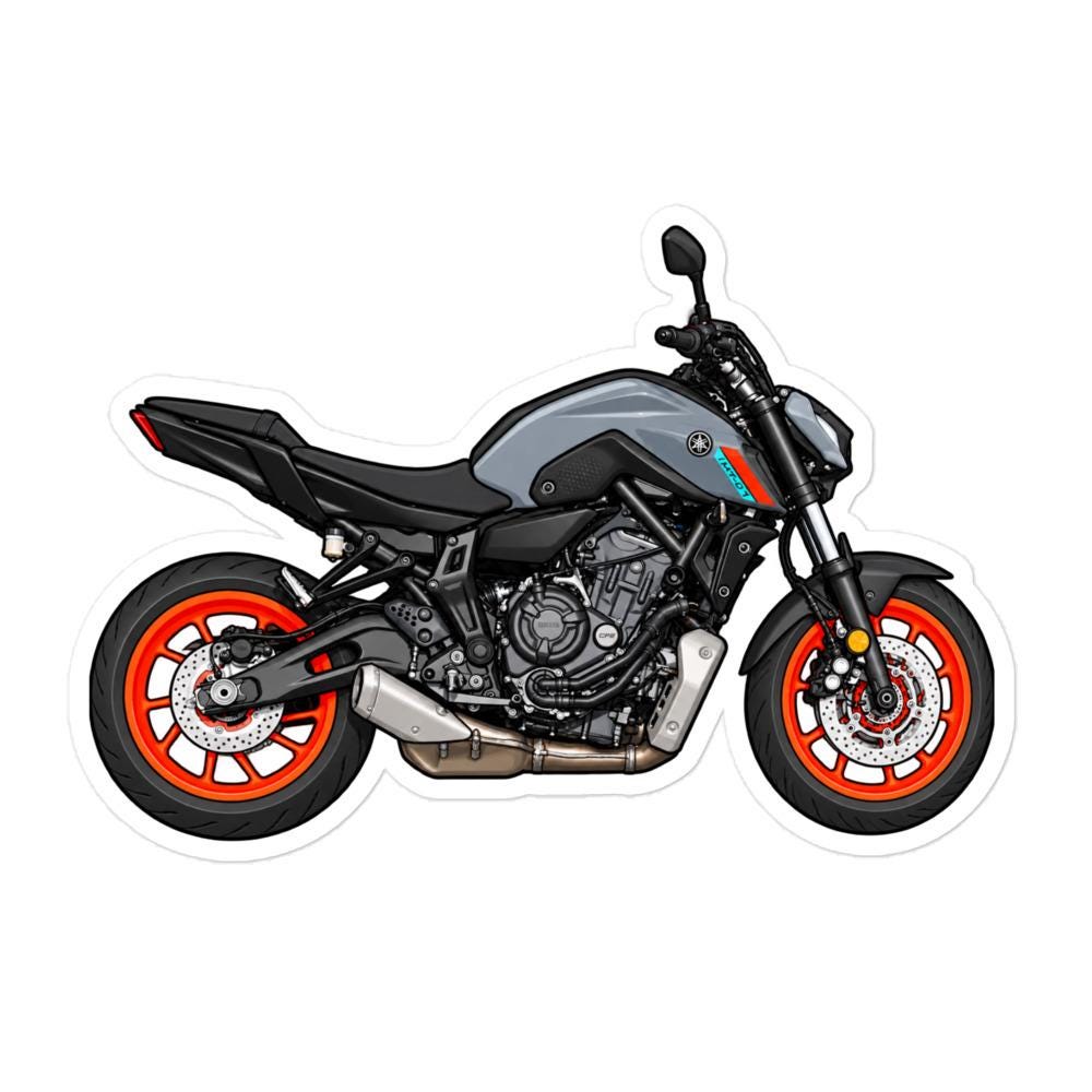 Yamaha MT07 Grey Motorcycle Sticker