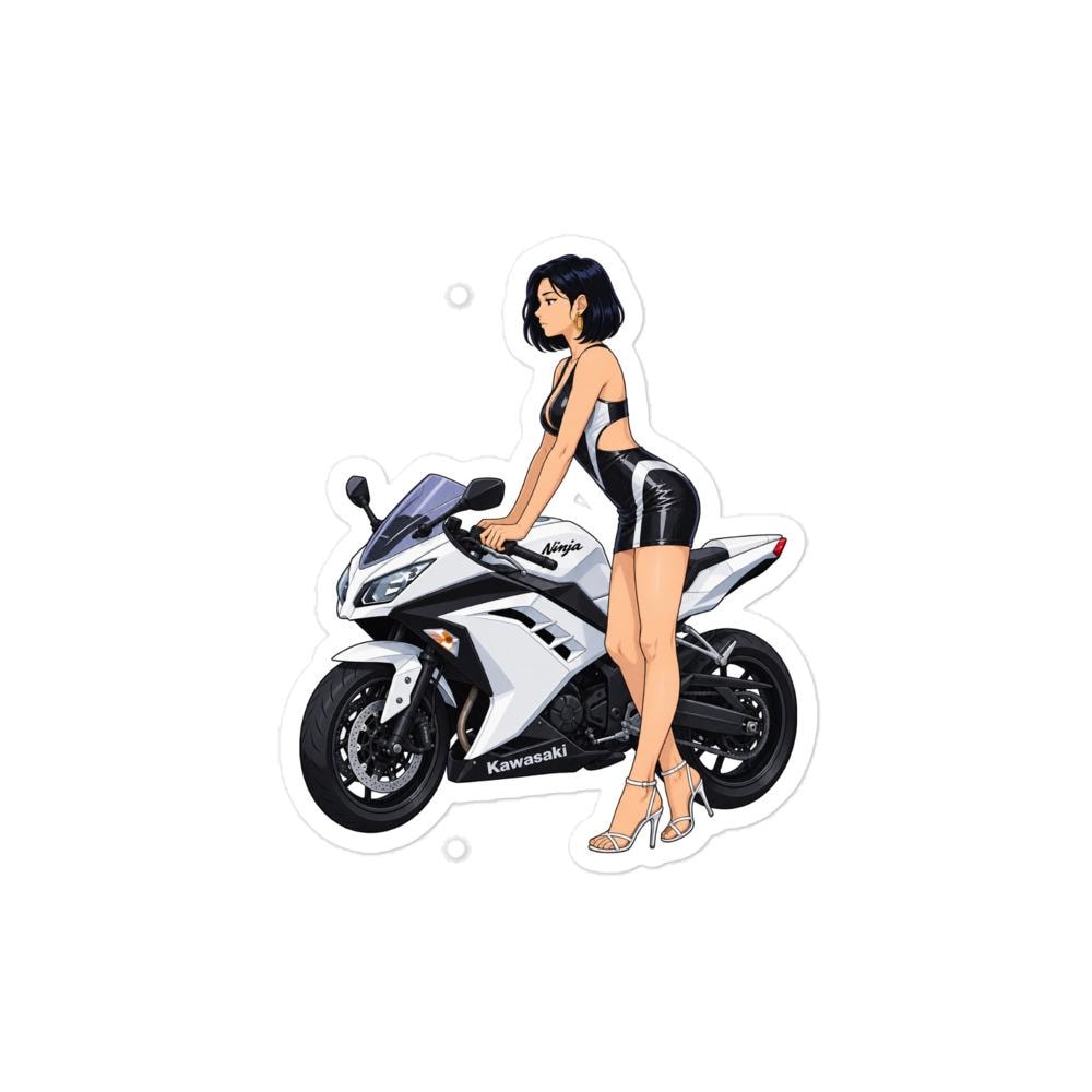 Kawasaki Ninja 300 Motorcycle Anime Girl Sticker