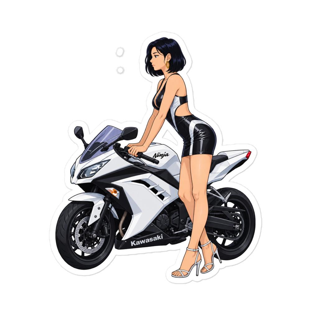 Kawasaki Ninja 300 Motorcycle Anime Girl Sticker